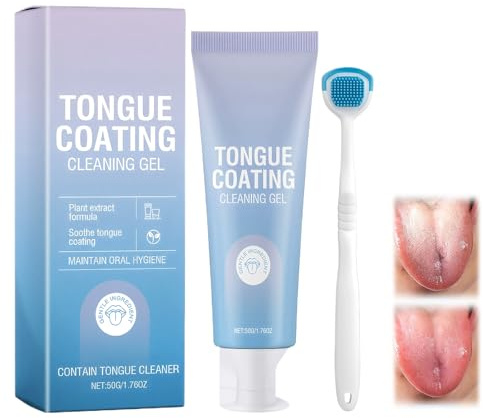 Tongue Gel Cleaner Kit with Brush, Tongue Cleaning Gel for Fresh Breath, Reducing Bad Breath, Easy to Use, Gentle and Effective