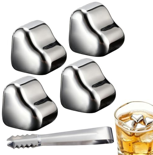 Portable Heart-Shaped Reusable Beverage Cooling Stones for Drink Chilling | Reusable heart shaped drink chiller stones cool beverages without dilution, portable design for whiskey, wine and cocktails.