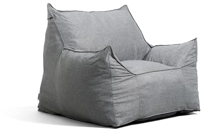 Big Joe Imperial Lounger Foam Filled Bean Bag Armchair with Removable Cover, Gray Union, Durable Woven Polyester, 4 feet Big