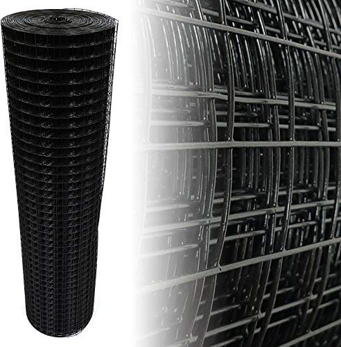 Garmix Volierendraht Maschendraht 4-Eck Drahtgitter Drahtzaun Schwarz 25x25mm (100cm x 25m 1,45mm)