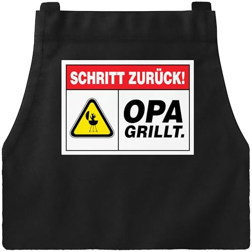 MoonWorks Grill-Schürze für Männer mit Spruch Schritt zurück Opa grillt Warnschild Warnung Küchenschürze