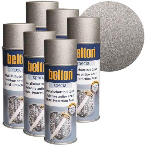 6 x Belton Metallschutzlack 2in1 Eisenglimmer Silber 0,4l
