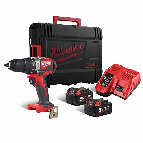 Milwaukee M18 BLPD2 18V Brushless Combi Drill with 2X 5.0Ah Batteries, Charger & Case