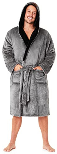 CityComfort Robe de Chambre Homme, Peignoir Homme en Polaire (Gris, XL)