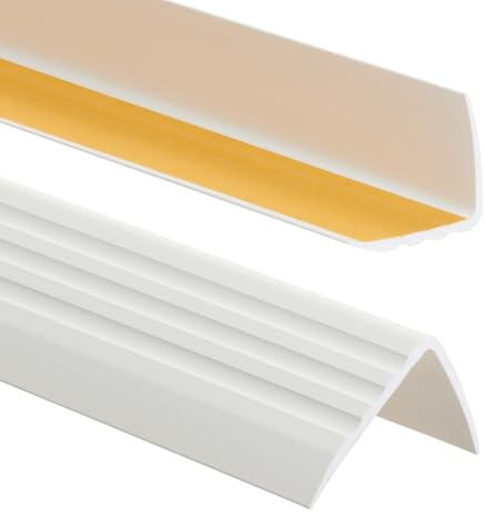 ProfiPVC Nez de marche en PVC autoadhésif antidérapant 50x40mm 200cm Blanc | Protection de bord de marche autocollante, profilé d'angle antidérapant d'escalier, bande de bordure, pose sans perçage