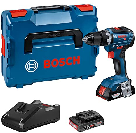 Bosch Professional 18V System Cordless Drill/ Driver GSR 18V-55 (incl. 2x GBA 2.0Ah Batteries, Charger, GAL 18V-40, Inlay, L-BOXX 136)