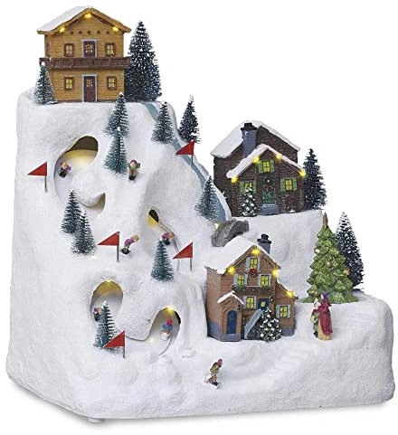 Feeric Lights et Christmas - Village de noël Piste de Ski animé/Musical 24 LED + Transformation