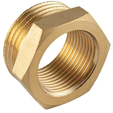 konst-install Reduzierstück 1 1/4 auf 3/4 Zoll (AG Ø 44,9mm x IG Ø 24,1mm) aus Messing, Außengewinde X Innengewinde, AG/IG Reduzierung, Gewinde-Fitting