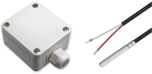 iOVEO 001AF02200 - Aussenfühler/Aussentemperaturfühler, 2-Leiter Anschluss, Fühler Heizung & 035HP02202 - PT1000 Temperaturfühler mit PVC-Leitung bis 105°C, Temperatursensor, Heizung, 2 Meter