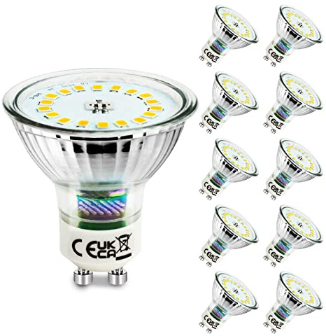 Allesgute Lot de 10 Ampoules LED GU10, Économie d'Énergie 5W 500lm LED Lampe, Remplace 45W Halogène, Blanc Naturel 4500K, Angle de Faisceau 120°