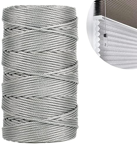 tenn well 1.5mm Roman Blind Cord, 328 Feet Braided Cord Nylon String Pull Cord for Blind Shade, Picture Hanging, Bracelet Making and Crafts (Grey)