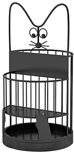 Cat Profile Metal Home Umbrella Rack, 2 Tier Hollow Out Umbrella Stand with Short Umbrella Area, Umbrella Holder for Front Door, Entrance, Porch