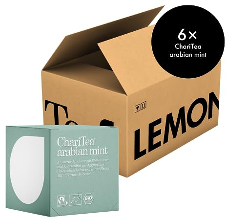 ChariTea Arabian Mint in Pyramidenbeutel - 10 Teebeutel je Packung - Bio Minz Tee - Fair Trade, Vegan (6 Packungen)
