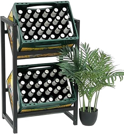 DanDiBo Getränkekistenregal 2 Kisten Schmal Metall Stehend 96475 Getränkekistenhalter 47 cm Getränkekistenständer Flaschenkistenregal