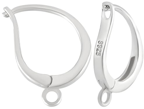 Beebeecraft 1 Box 4 Stück Leverback Ohrring Zubehör Sterling Silber Rhodium plattiert Verschluss Ohrringhaken mit Latch Back und Schlaufen für Schmuckherstellung