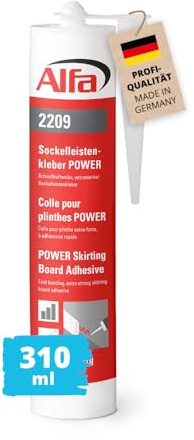 Sockelleistenkleber POWER 310 ml – Zur Befestigung von Sockelleisten | Profi-Qualität - Extrem starke Anfangshaftung - Extrem hohe Endfestigkeit - Schnelle Aushärtung