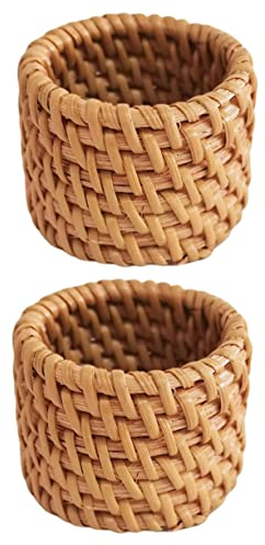 Serviettenringe aus Rattan 2 Stück Braun, Elegant und Dekorativ
