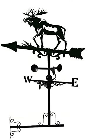 Windfahne, Wetterfahne aus Metall, Vintage-Elch, Wetterfahne für den Innenhof, Wetterfahne aus Schmiedeeisen, Windrichtungsanzeiger für Outdoor, Garten, Dach, Paddock, Dekoration,