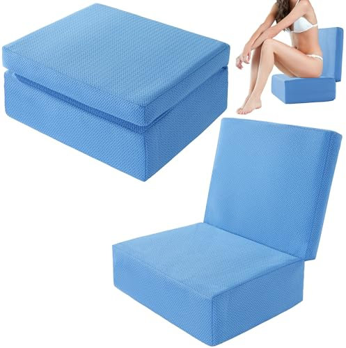 MABOZOO Asiento elevador plegable para bañera de hidromasaje, 2 alturas, asiento de baño para adultos, de secado rápido, lavable, con cojines de apoyo para la espalda para interiores y exteriores (15