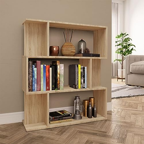 LAPOOH Bücherregal/Raumteiler, Bookshelf, Regalbrett, Book Shelf, Bücher Regal, Deko Regal Wohnzimmer, Standregal, Sonoma-Eiche 80×24×96 cm Spanplatte
