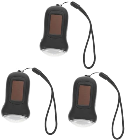 BESPORTBLE 3 Pièces Lampe De Poche À Manivelle Lampe De Poche Pratique Lampe Torche De Pique- À Énergie Solaire Lampe Torche À LED À Manivelle Portable