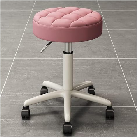 QZQJUILU Rollhocker Drehhocker Pu-Leder Runder Rollhocker Drehhocker Mit Rückenlehne Für Friseurladen Werkstatt Küche Schönheit Nagel Rundhocker Verstellbar