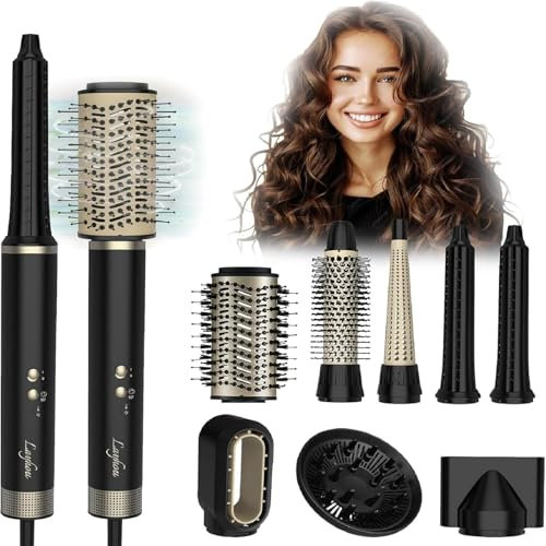 Layhou 8 En 1 Cepillo Secador de pelo, cepillo secador, cepillo de aire, 3 modos de calentamiento, 1500W, 110000RPM, para Secar, Alisar y dar Volumen Comb Hair