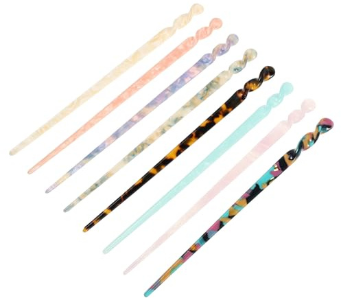 Ipetboom Hair Sticks Hair Chopstick Hairpin Set Vintage Acrylic 8pcs Simple Elegant Design for Women and Teens for Night and Wedding Styling Accessories