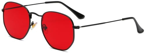 RUNHUIS Retro Polygon Sonnenbrille für Damen und Herren, Modische Quadratische Brille, Ultraleichter Metallrahmen