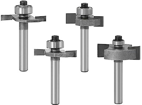 Fresa, 4 unids/set Brocas de enrutador de corte de ranura de profundidad Vástago de 6 mm Fresas de ranura en T clásicas Cortador de ranura de junta de galleta de carburo con broca de enrutador de ranu