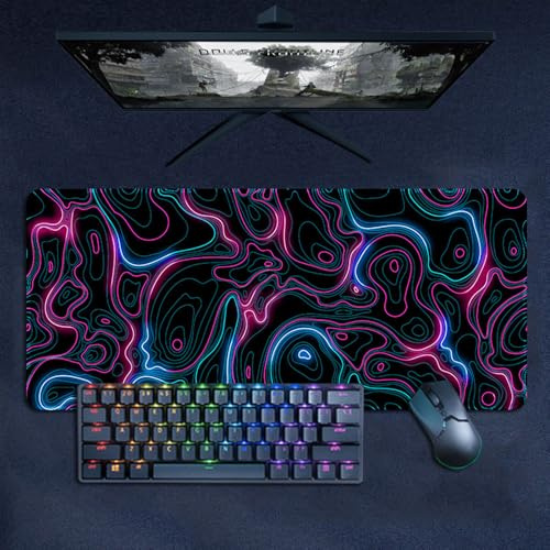 Surwin Alfombrilla para Ratón Grande Gaming Mousepad, Abstraído Teclado Almohadilla de Escritorio, Mouse Pad para Ordenador Gamers PC y Portátil (300x700mm,Estilo B)