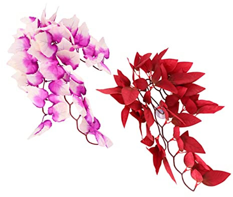 Sosoport 3 Ensembles Lot De 3 Plantes Artificielles Délicates en Rotin pour Aménagement Paysager d'animaux De Compagnie Accessoires pour Tortues Plantes Suspendues pour 2 pièces * 3