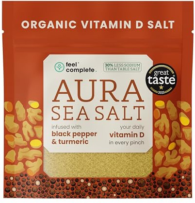 Feel Complete | Organic Aura Sea Salt | Turmeric Black Pepper Ginger Cinnamon Infused Celtic Sea Salt | Daily Vitamin D In Every Pinch | Perfect Finishing Salt | Great Taste Award Winner | Vegan