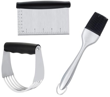 Yardwe 3piezas Cortador De Masa Raspador y Cepillo para Barbacoa Set De Herramientas Acero Inoxidable Fácil De Usar para Repostería y Hornear