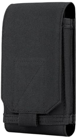 MIRKUZI Fundas cartucheras para móviles Riñonera para teléfono móvil, funda de cuero, cinturón de bolsillo, riñonera universal para hombre (6 pulgadas, negra)