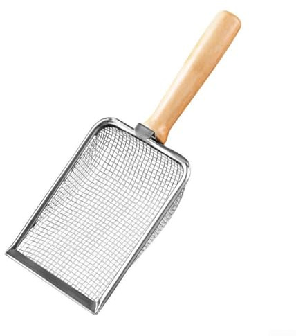 Tamiz de suelo de jardinería, multiuso, de acero inoxidable, para jardín, con mango de madera para tamizar tierra, compost (3,8 mm)