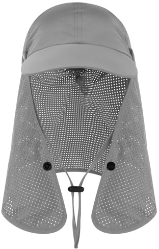 TAGVO Gorra de béisbol de Secado Rápido para Hombre Mujer, Sombrero de Sol Protección UV con Solapa Desmontable para El Cuello, Gorras de Pescador de Plegable Ligero Transpirable para Exterior