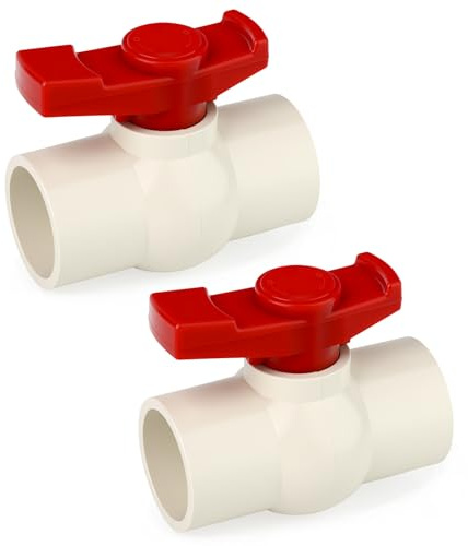 GASHER 2PCS 50mm PVC Ball Valve Shut-Off for Pool | Plastic Control Valve for Water Flow Regulation in Swimming Pool Systems