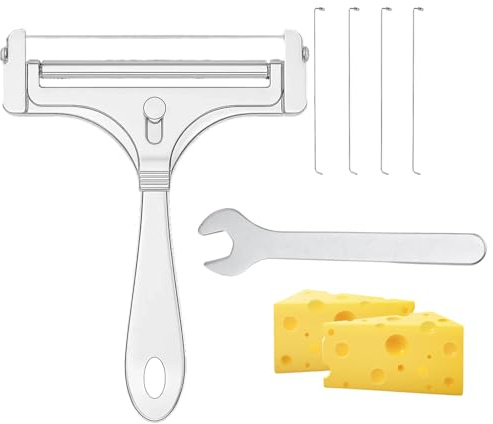 6 St Käsehobel-Set, Edelstahl Käseschneider mit 4 Zusätzlichen Drähten und Schraubenschlüssel, Handkäsehobel für Cheddar, Mozzarella und Gouda, Perfekt für Käseliebhaber und Profiköche