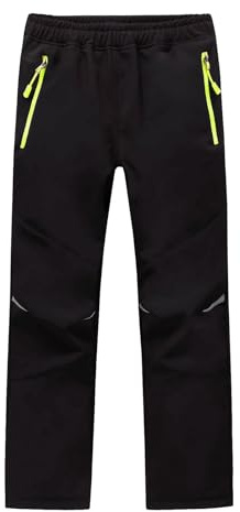 MEILONGER Jungen Mädchen Schneehose Skihose Wanderhose Wasserdicht Softshellhose Outdoorhose Winddicht Warm Snowboardhose Kinder Winter Trekkinghose (Schwarz 158-164)