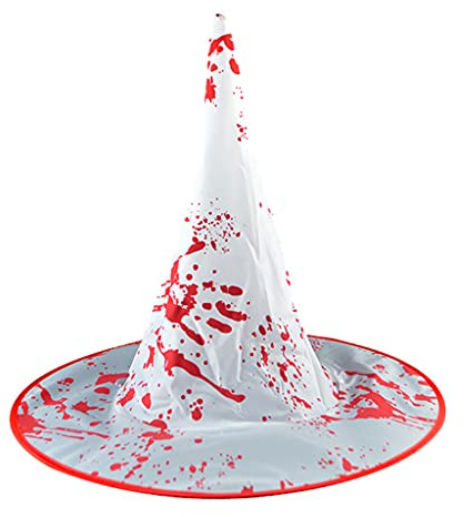 Halloween LED beleuchteter Hexenhut Gruselige blutige Zauberermütze Horror Requisiten Party Dekor hängende Hexenhüte mit Lichtern