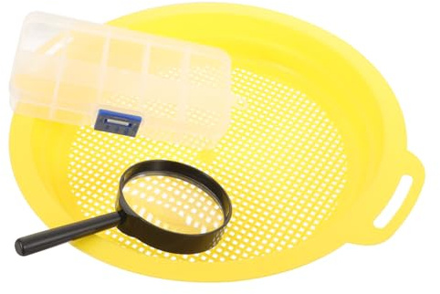 Milisten Gold Mesh Sifting Pan Handheld Filter Pan Portable Small Gravity Sorting Sieve for Prospecting Gold Mining Kit with Magnifier and Storage Box Suitable for Outdoor Use