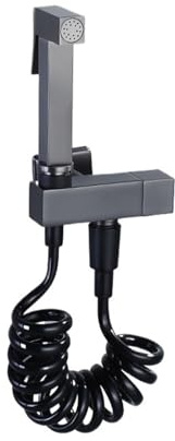 Abattant WC bidet simple for femme, autonettoyant, en laiton, multifonctionnel, mural, carré, avec jet booster(Gun gray B)