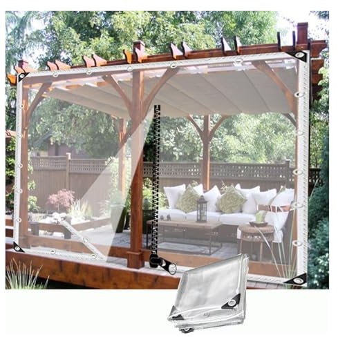 Lona Transparente Impermeable, Lona Resistente con Cremallera Lona de plástico Cortina for pérgola Panel Lateral, Personalizable(10'x10'(3x3m))