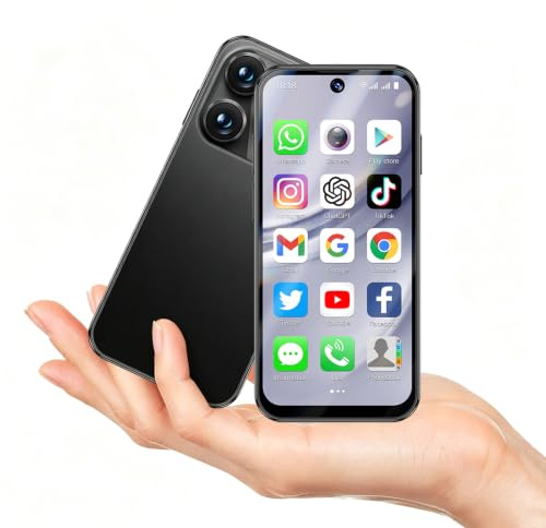 Longben Mini Smartphone Débloqué, Android 12.0 Petit Téléphone, 3,88 Screen, 4G Double SIM, 1950mAh, Face ID GPS WiFi OTG, 4+64 Go Noir