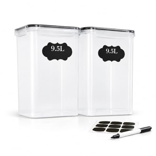 SG TRADE Vorratsbehälter 9,5L Set 2 Stück XXL Luftdicht & Stapelbar, BPA Frei Vorratsdosen Küche für Mehl, Reis, Müsli, Pasta oder Tierfutter