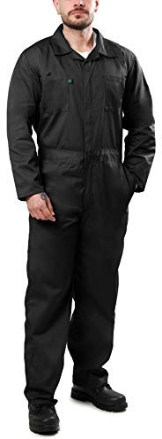 Kolossus Mens Coveralls Long Sleeve Cotton Blend Black, X-Large
