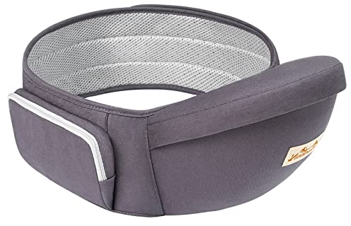 Viedouce Baby Hüftsitz Ergonomische,Reine Baumwolle Leicht und atmungsaktiv,Ergonomischer Leichte Taille Hocker Baby Hüftsitz für 3-36 Monate (Dunkelgrau)