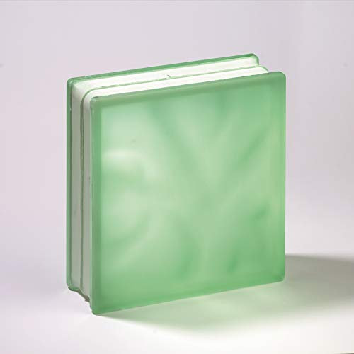 Lux Glass Verre brique vert clair ondulé satiné 19 x 19 x 8 cm | Unité de vente boîte de 6 pièces (vert clair)