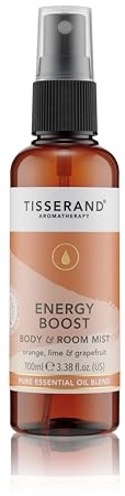 Tisserand - Energy Boost Body & Room Mist,Essential Oil Spray with Orange Lime and Grapefruit,100% Natural Pure Essential Oils,100ml